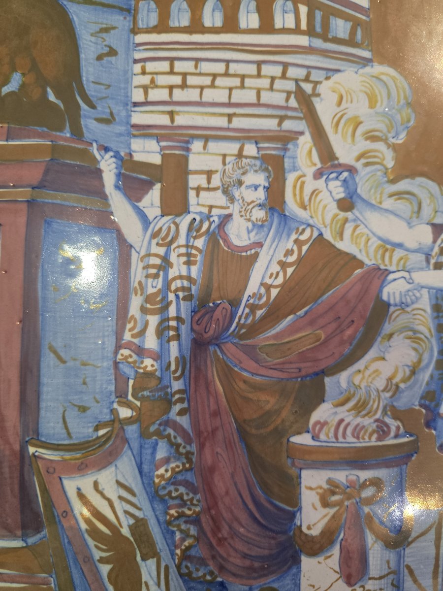 Grande piatto a lustro da parata istoriato Alfredo Santarelli (Gualdo Tadino)-photo-2