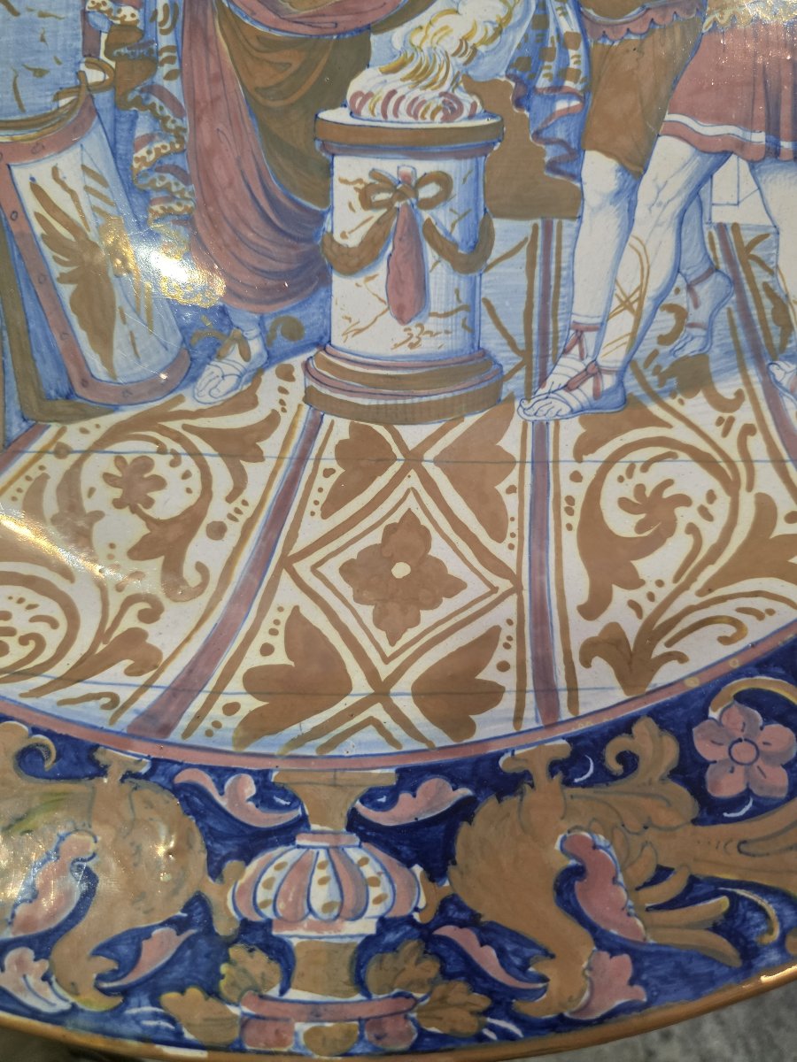 Grande piatto a lustro da parata istoriato Alfredo Santarelli (Gualdo Tadino)-photo-4
