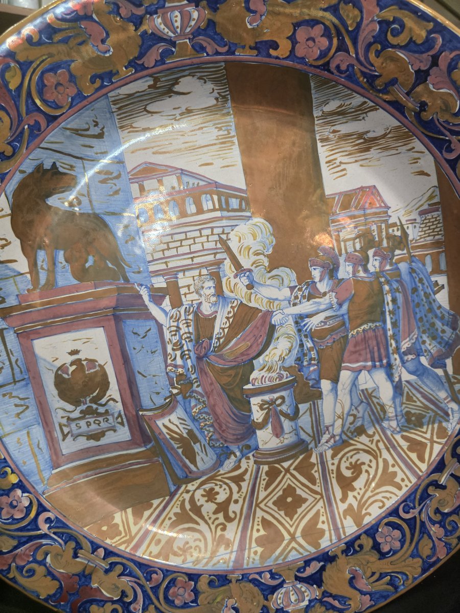 Grande piatto a lustro da parata istoriato Alfredo Santarelli (Gualdo Tadino)-photo-8