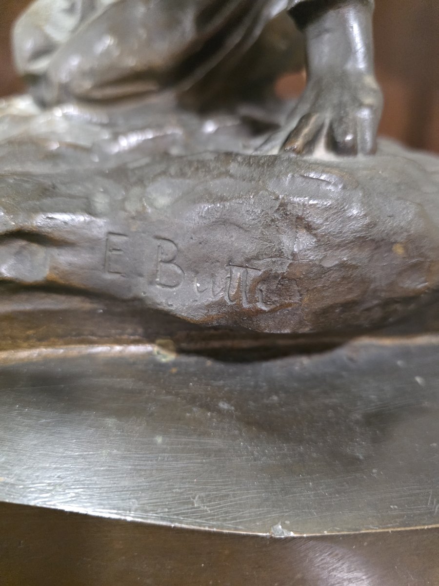 Scultura bronzo di Enrico Butti "Il gerletto" fine XIX secolo-photo-1