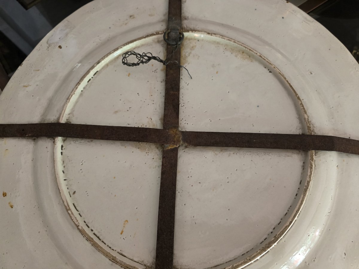 Piatto da parata in maiolica policroma istoriato fine XIX secolo-photo-2