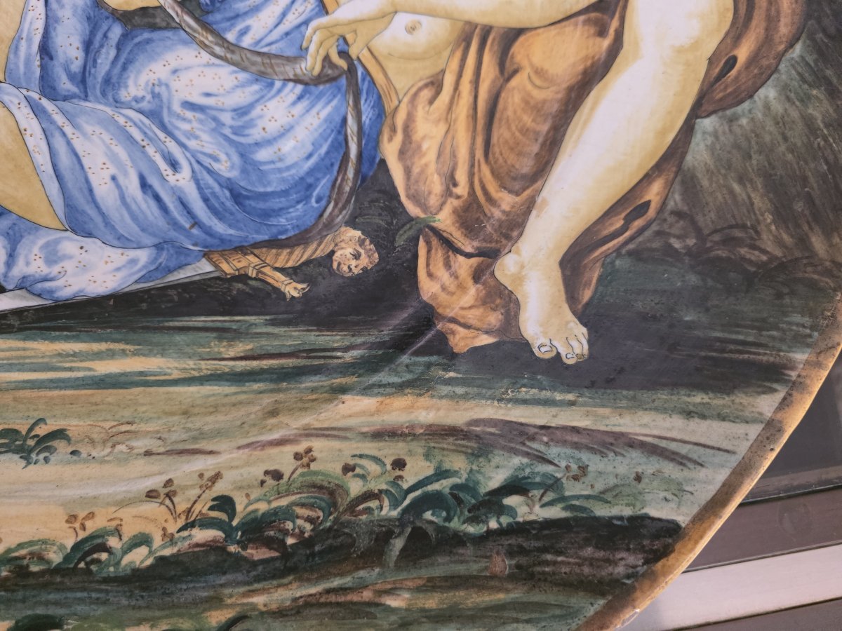 Piatto da parata in maiolica policroma istoriato fine XIX secolo-photo-4