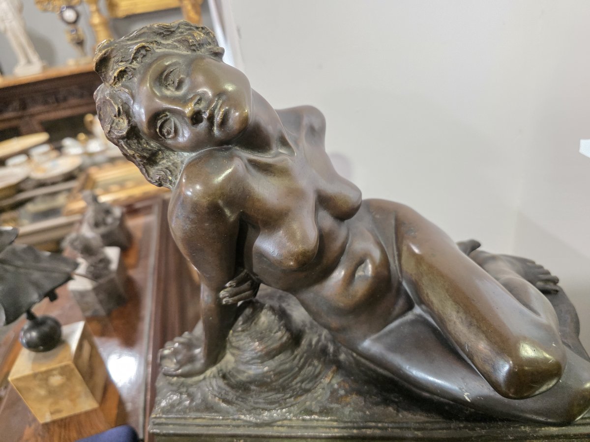Carlo de Veroli - Scultura di nudo femminile semisdraiato in bronzo-photo-3