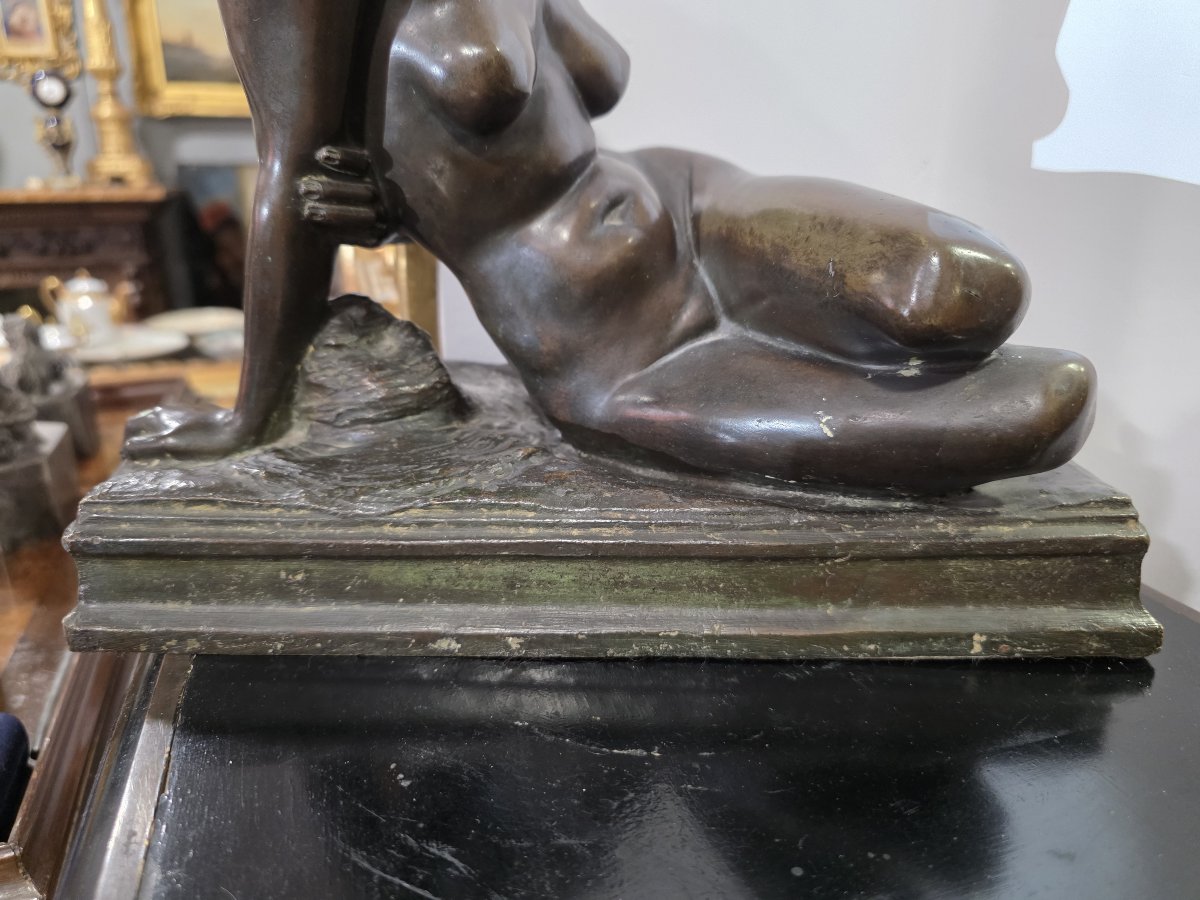 Carlo de Veroli - Scultura di nudo femminile semisdraiato in bronzo-photo-4