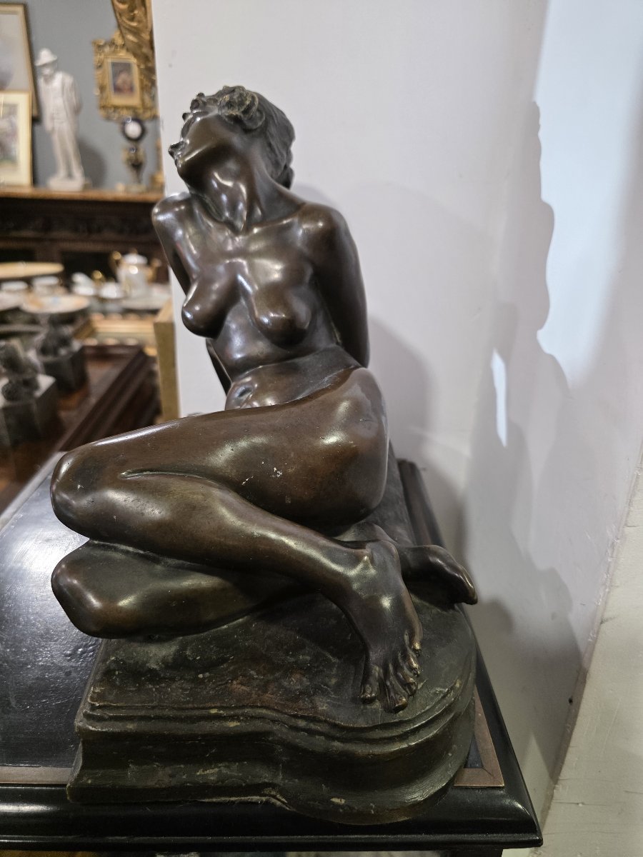 Carlo de Veroli - Scultura di nudo femminile semisdraiato in bronzo-photo-1