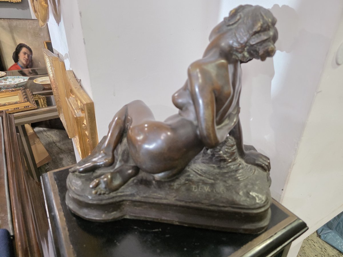 Carlo de Veroli - Scultura di nudo femminile semisdraiato in bronzo-photo-2