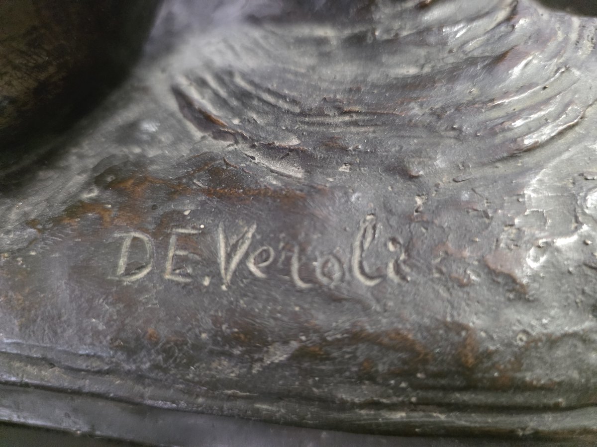 Carlo de Veroli - Scultura di nudo femminile semisdraiato in bronzo-photo-3