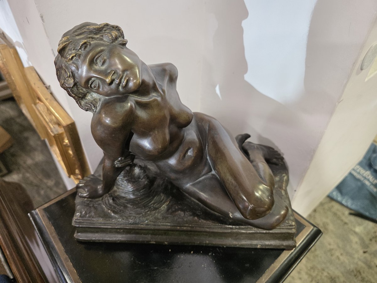 Carlo de Veroli - Scultura di nudo femminile semisdraiato in bronzo-photo-5