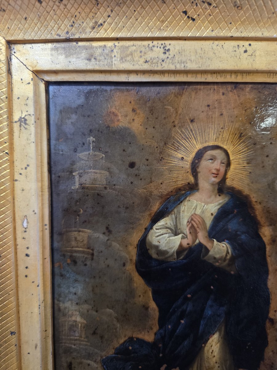 Olio su rame "Immacolata Concezione". Italia XVIII secolo-photo-4