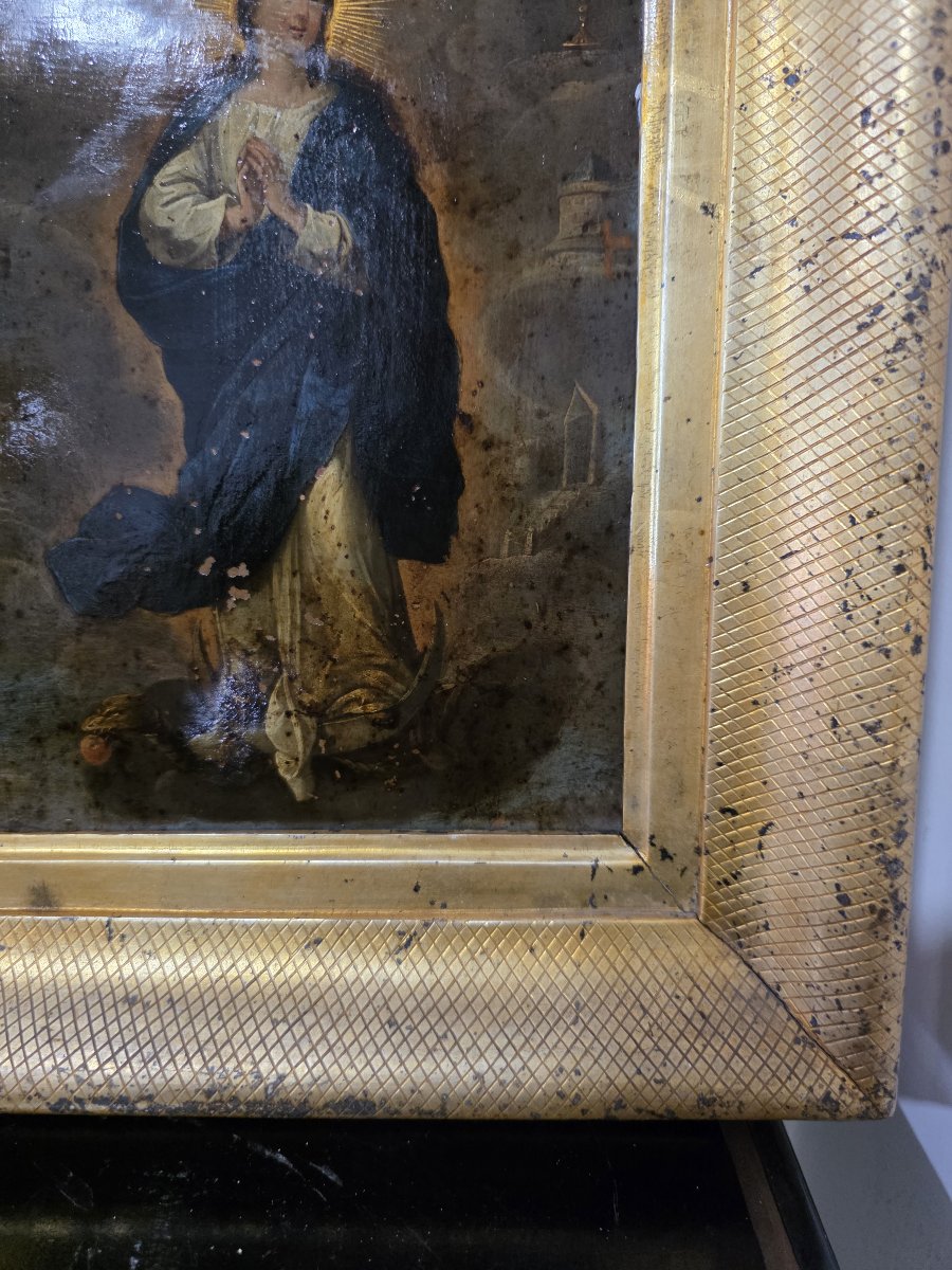 Olio su rame "Immacolata Concezione". Italia XVIII secolo-photo-3