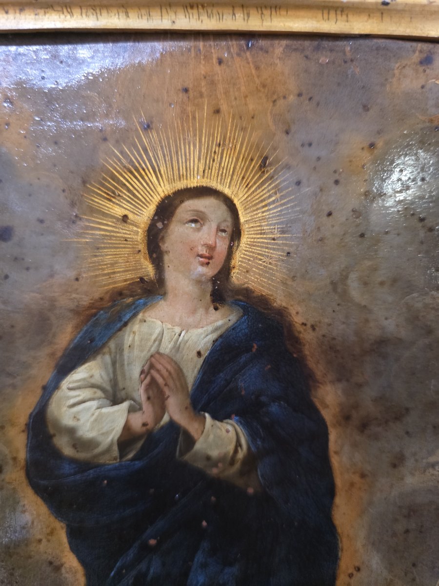 Olio su rame "Immacolata Concezione". Italia XVIII secolo-photo-5
