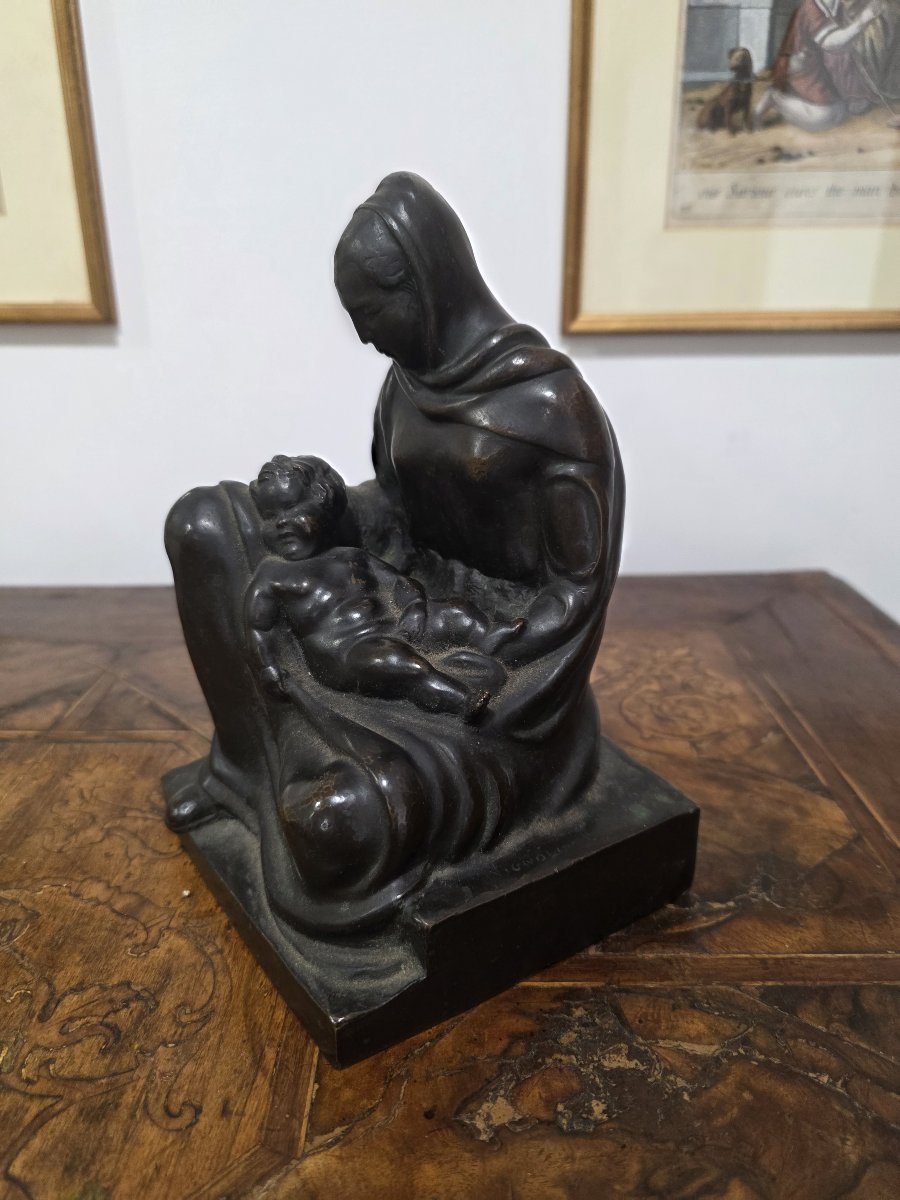 FARPI VIGNOLI (Bologna 1907 – 1997) - scultura in bronzo "La maternità"-photo-3