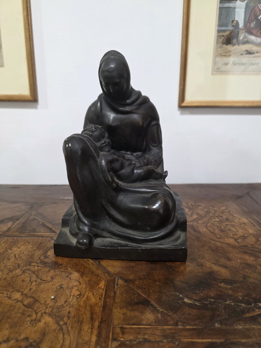 FARPI VIGNOLI (Bologna 1907 – 1997) - scultura in bronzo "La maternità"