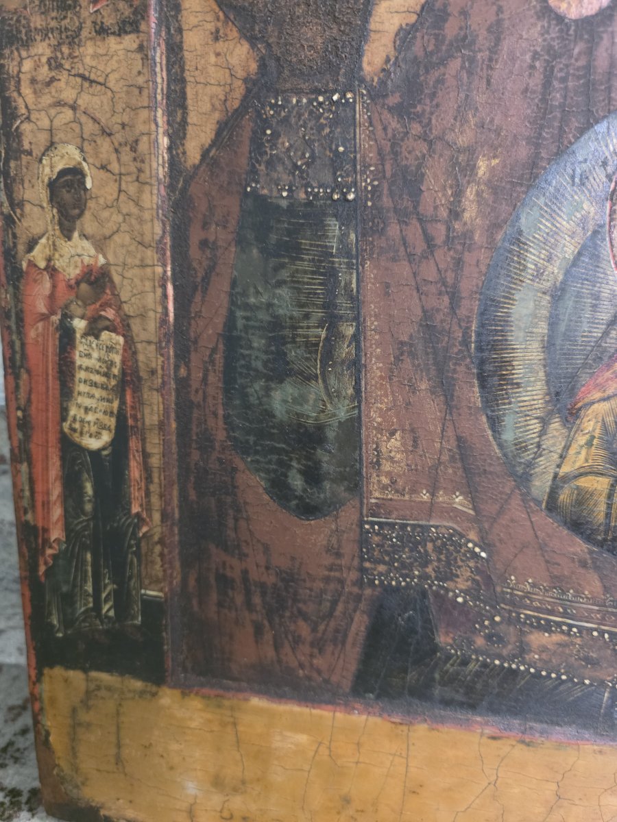 Antica Icona Russa "Madonna del Segno" (Znamenie) – Fine XVIII / Inizio XIX Secolo-photo-2