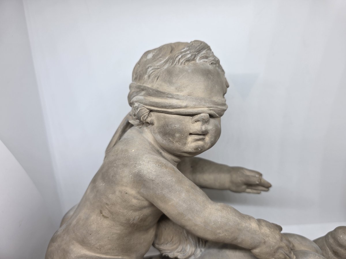 Scultura in terracotta "Gatta Cieca" di Francesco Camillotti, datata 1874-photo-2