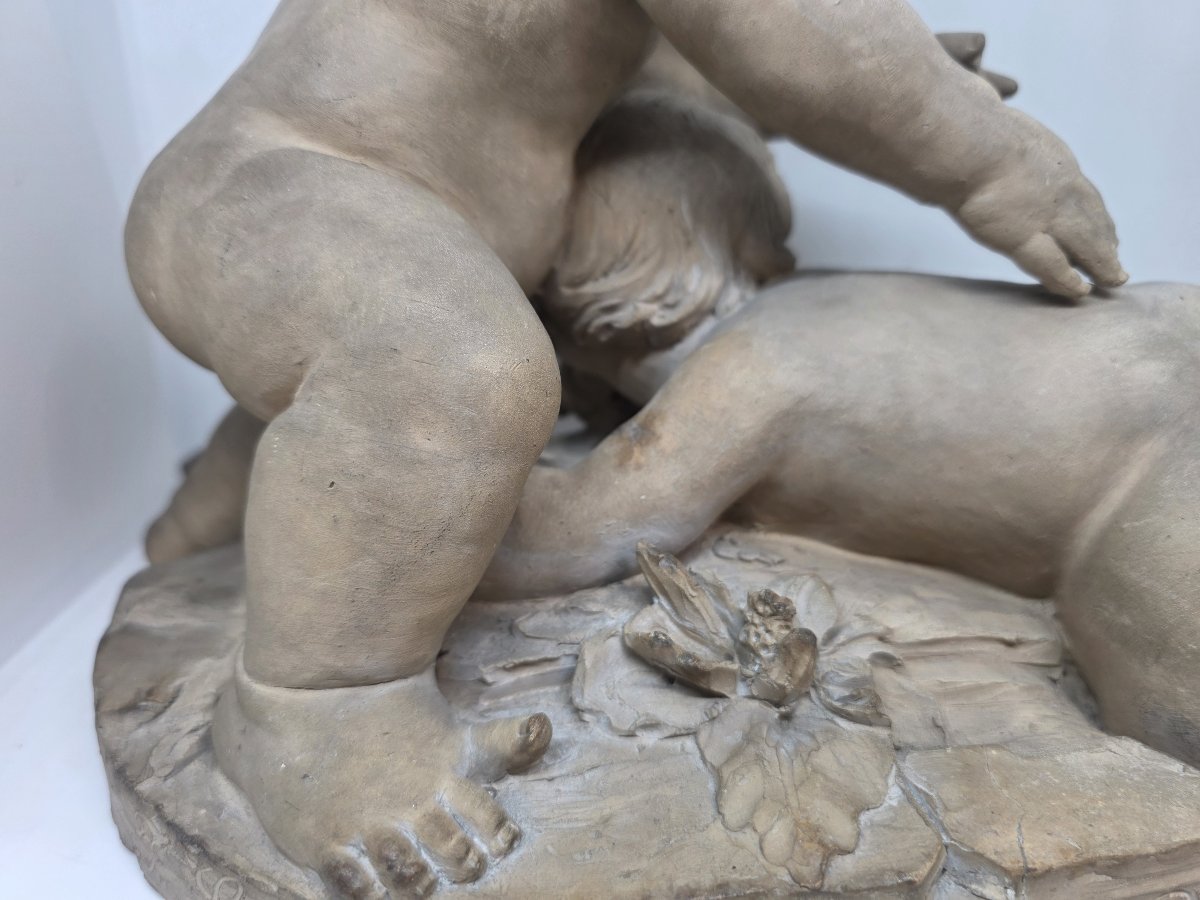 Scultura in terracotta "Gatta Cieca" di Francesco Camillotti, datata 1874-photo-3
