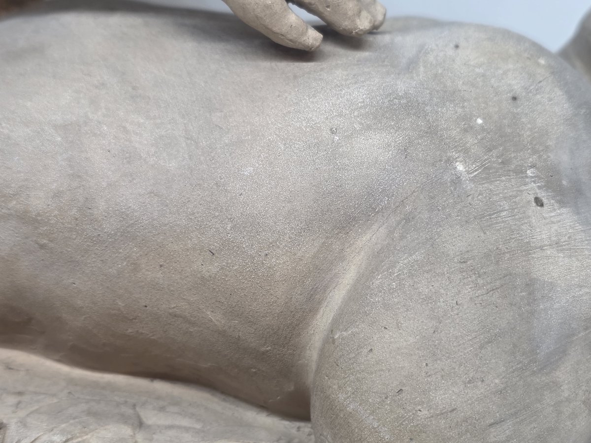 Scultura in terracotta "Gatta Cieca" di Francesco Camillotti, datata 1874-photo-4
