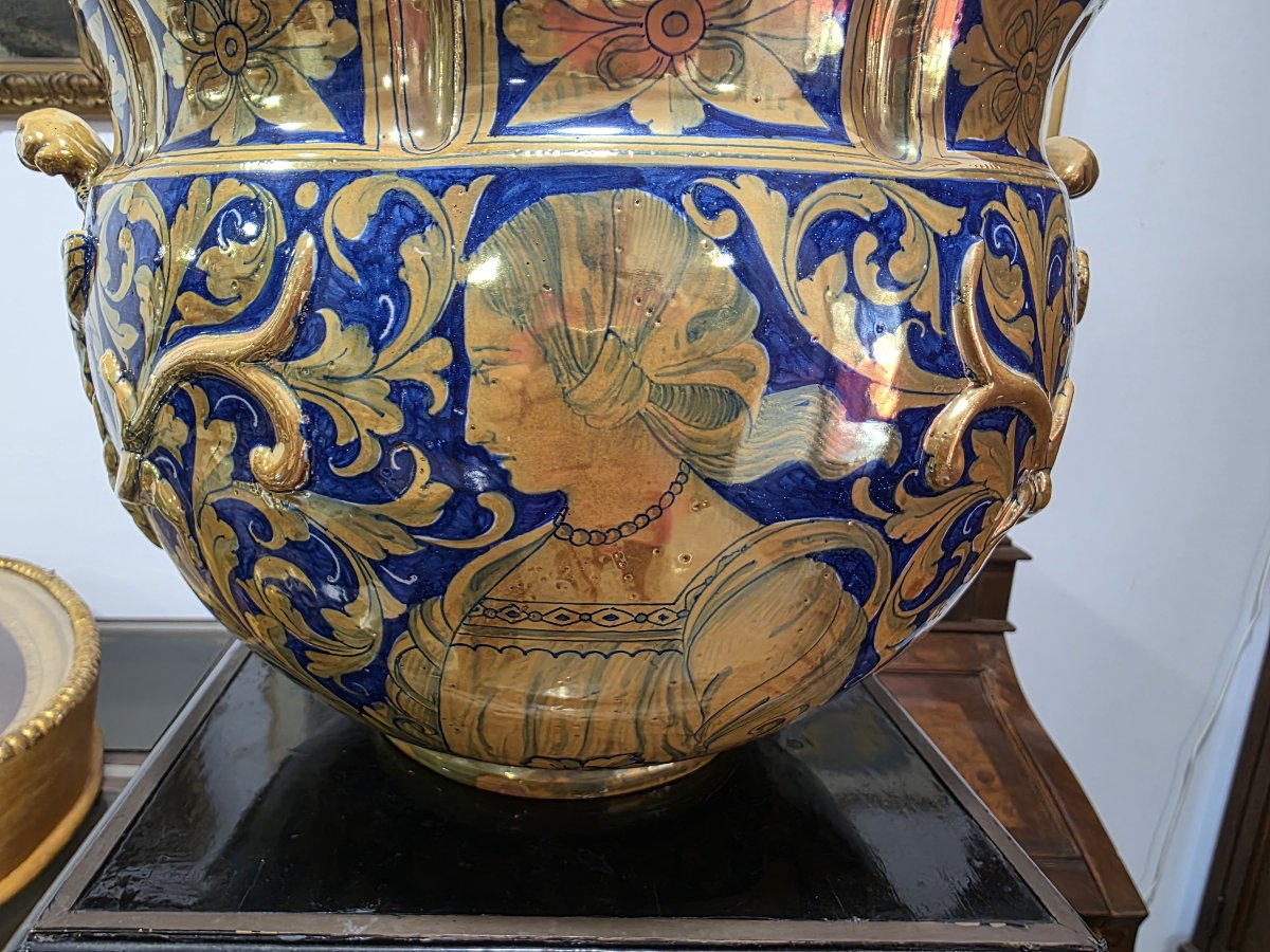 Cachepot in Maiolica a Lustro - Alfredo Santarelli (Gualdo Tadino), XX Secolo-photo-2