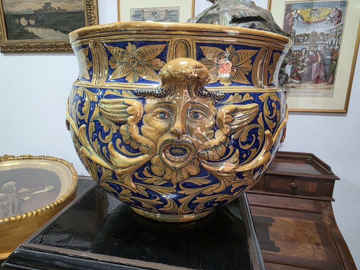 Cachepot in Maiolica a Lustro - Alfredo Santarelli (Gualdo Tadino), XX Secolo-photo-1