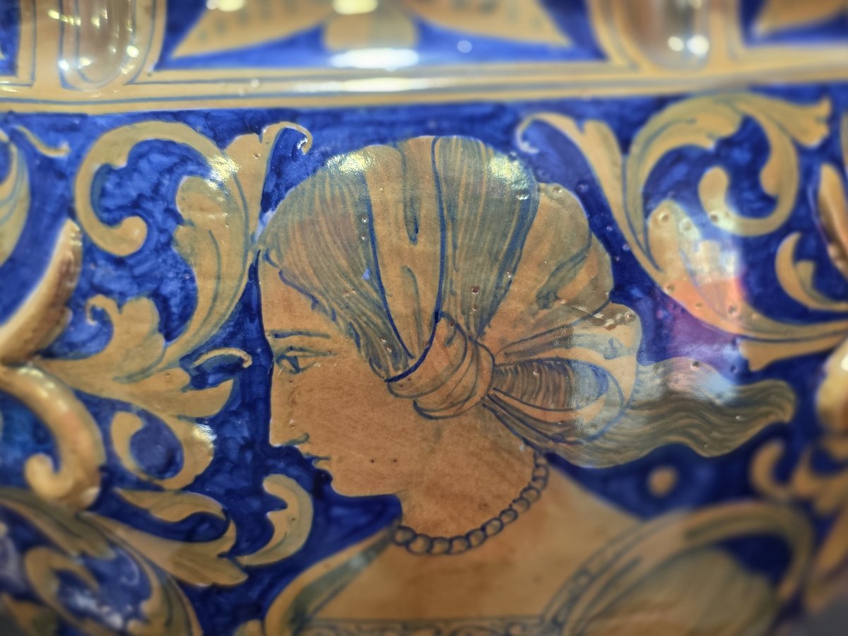 Cachepot in Maiolica a Lustro - Alfredo Santarelli (Gualdo Tadino), XX Secolo-photo-4