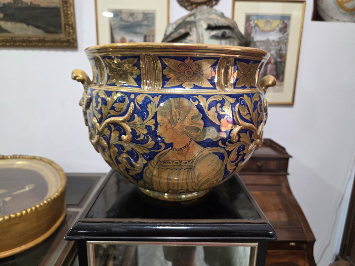 Cachepot in Maiolica a Lustro - Alfredo Santarelli (Gualdo Tadino), XX Secolo