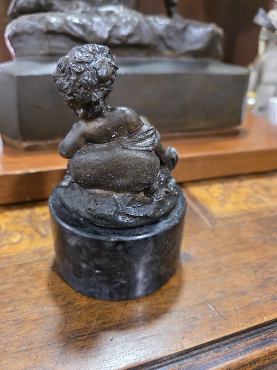 Piccolo Bronzo "Putto con Cornucopia" - Ferdinando De Luca, fine XIX Secolo-photo-4