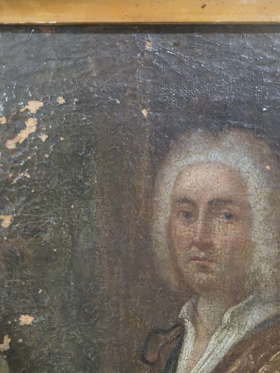Ritratto di Gentiluomo con Documento e Calamaio, Olio su Tela, XVIII Secolo-photo-4