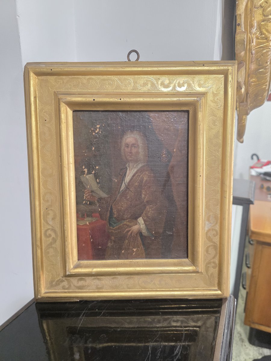 Ritratto di Gentiluomo con Documento e Calamaio, Olio su Tela, XVIII Secolo