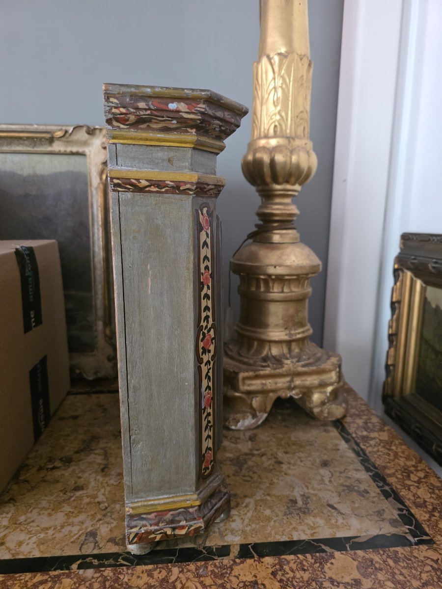Raro Stipo Devozionale Policromo Tirolese Datato 1750 – S. Notburga e S. Isidoro-photo-6