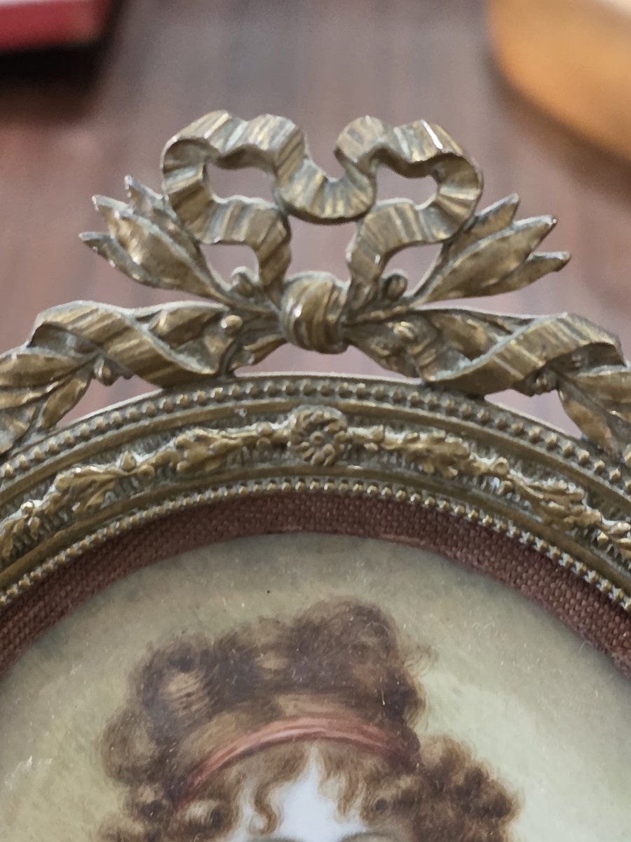 Miniatura dipinta su placca cornice in bronzo dorato, fine del XIX secolo-photo-2
