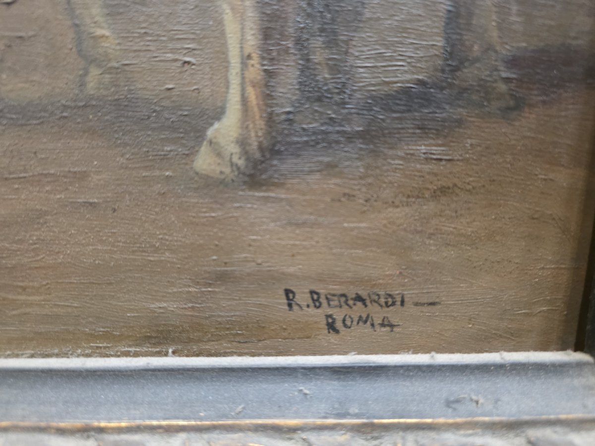 Renato Berardi - Olio su tavola con cornice intagliata e ﻿dorata-photo-2