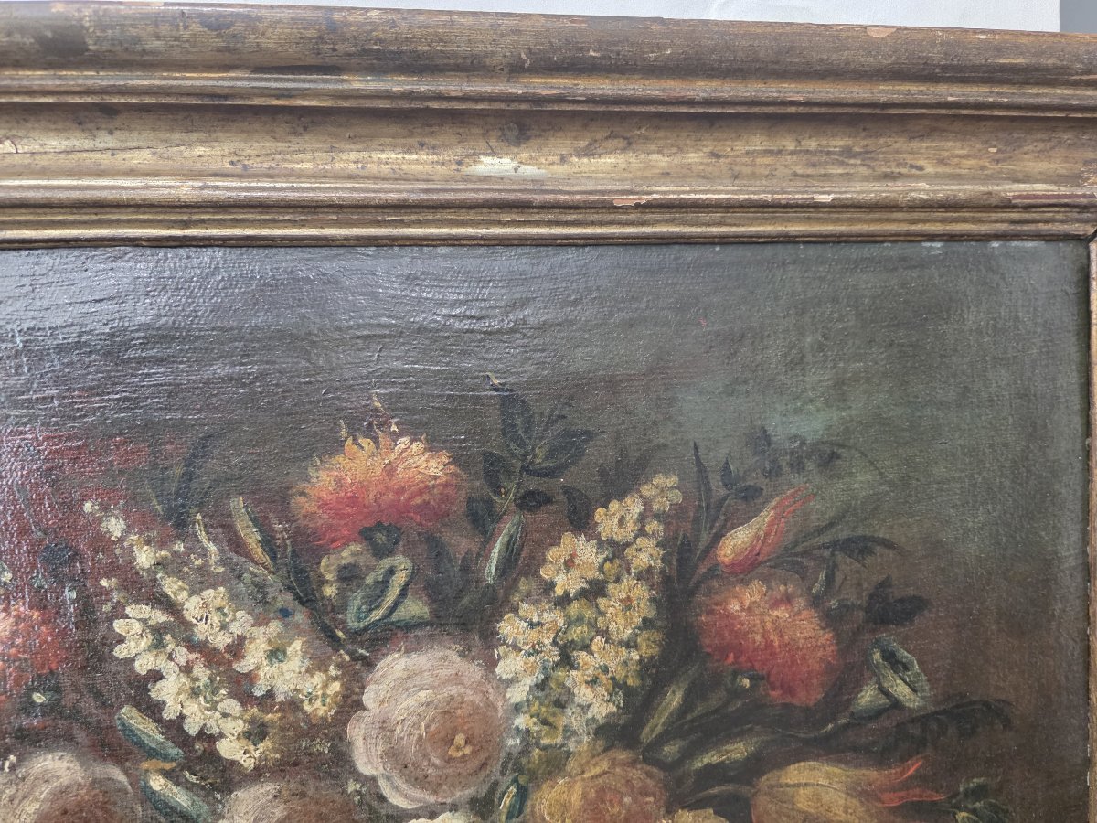 Coppia di Nature Morte con Cesti di Fiori - Olio su tela, XVII / XVIII Secolo-photo-3