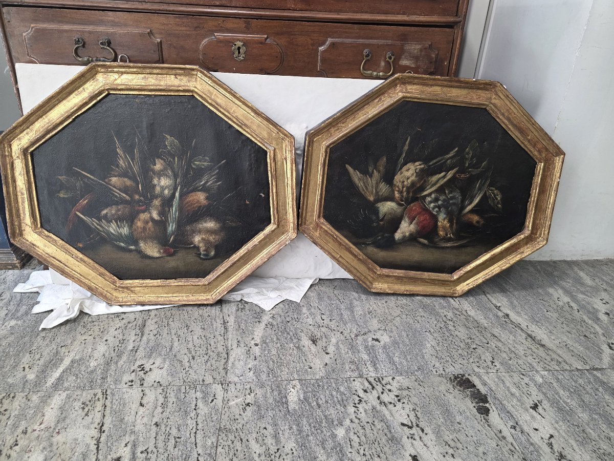 Coppia di nature morte con cacciagione – Olio su tela, XVII-XVIII secolo