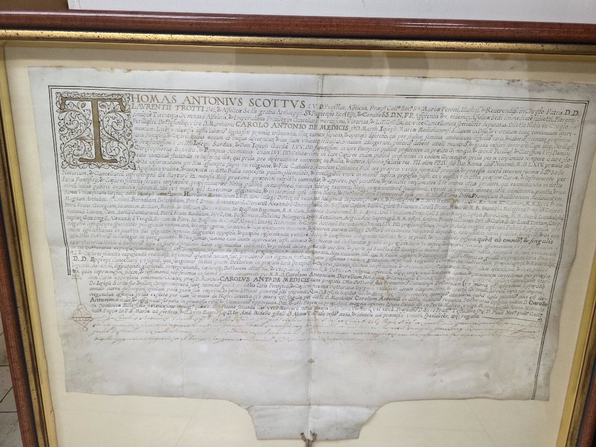 Diploma universitario di Laurea Diritto Canonico del 1694  Marchese Carlo Antonio De Medici-photo-2