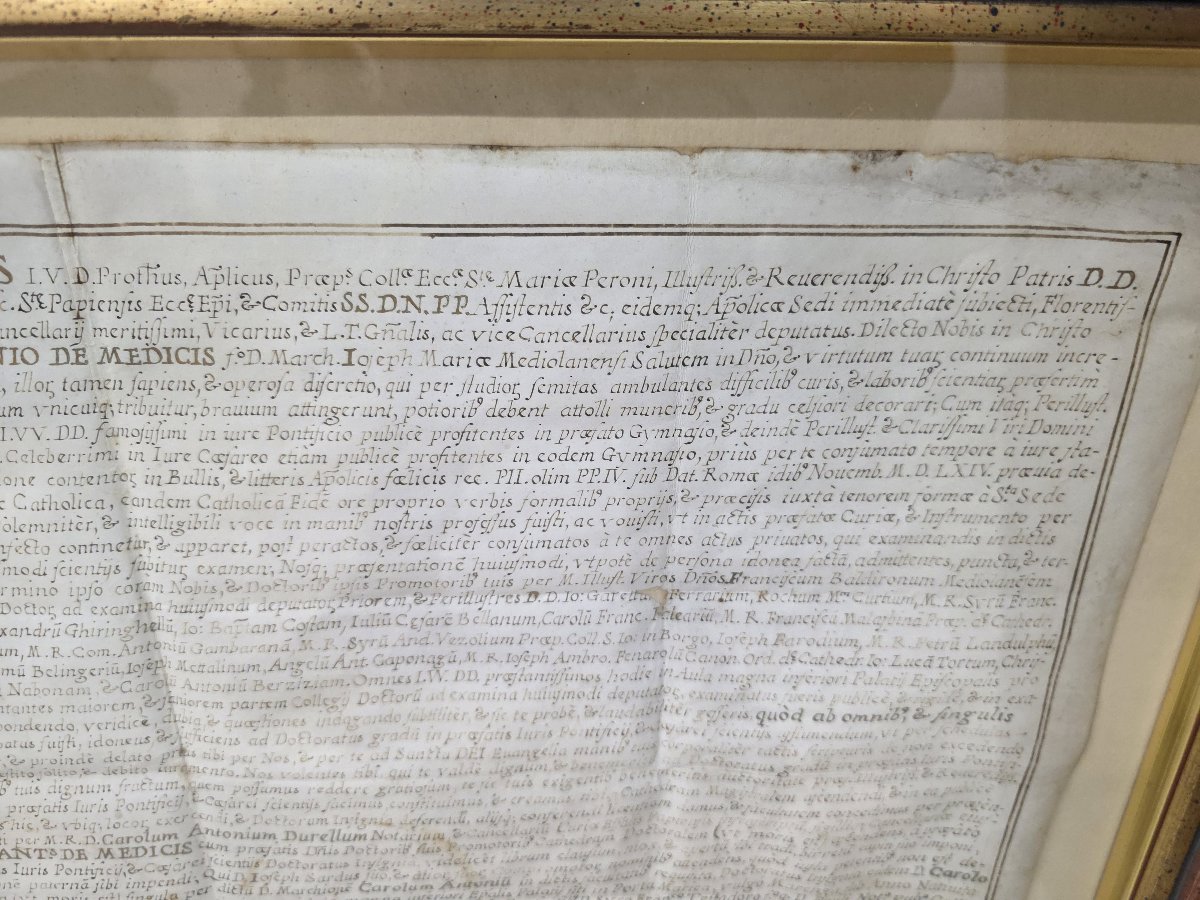 Diploma universitario di Laurea Diritto Canonico del 1694  Marchese Carlo Antonio De Medici-photo-1