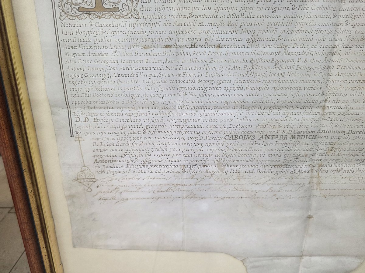 Diploma universitario di Laurea Diritto Canonico del 1694  Marchese Carlo Antonio De Medici-photo-3