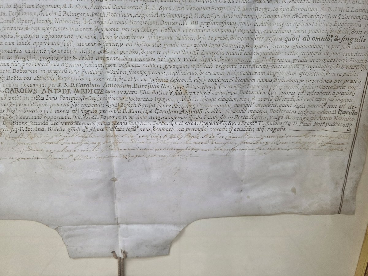 Diploma universitario di Laurea Diritto Canonico del 1694  Marchese Carlo Antonio De Medici-photo-4