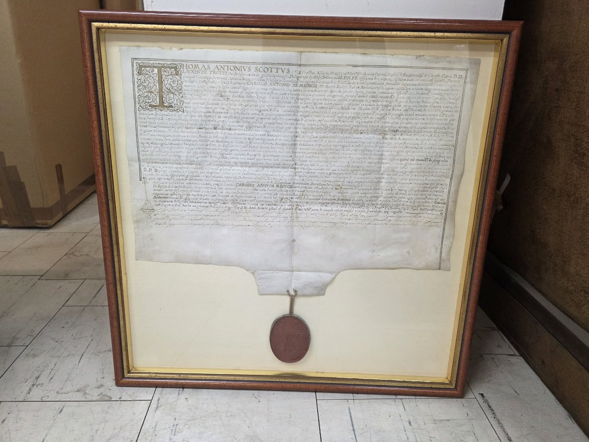 Diploma universitario di Laurea Diritto Canonico del 1694  Marchese Carlo Antonio De Medici
