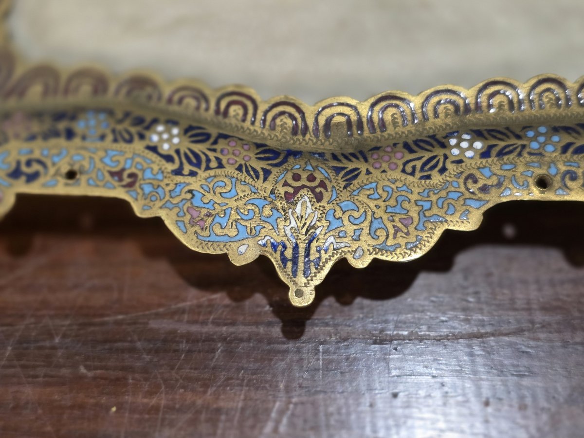 Raffinato Calamaio in Bronzo Dorato, Smalti Champlevé e Onice – Francia, Epoca Napoleone III-photo-8