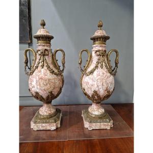 Coppia di vasi Napoleone III In bronzo dorato e marmo Epoca seconda metà '800 - Napoleone III 