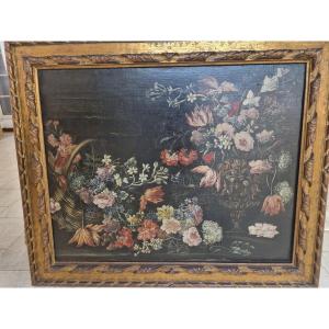 Importante quadro olio su tela Natura Morta del Seicento con cornice coeva