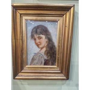 Dipinto olio su tavola e cornice coeva XIX
