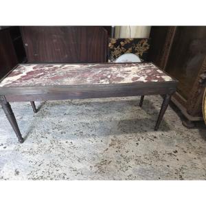 Tavolo basso in legno e bronzo con marmo. Epoca seconda metà XIX
