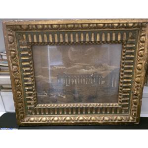 Tempera e biacca su cartoncino. La Valle dei Templi ad Agrigento (Gran tour).