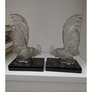 Coppia di Galli in cristallo di R.Lalique fine anni venti
