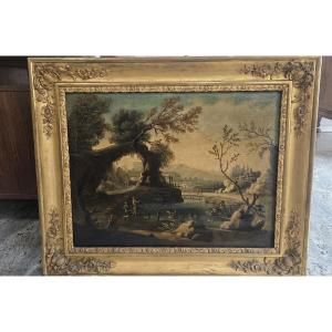 Quadro paesaggio del settecento con cornice francese.