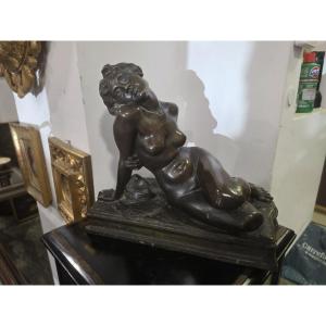 Carlo de Veroli - Scultura di nudo femminile semisdraiato in bronzo