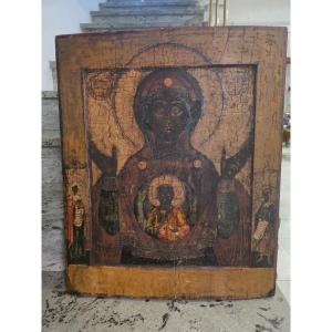 Antica Icona Russa "Madonna del Segno" (Znamenie) – Fine XVIII / Inizio XIX Secolo