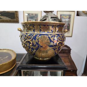 Cachepot in Maiolica a Lustro - Alfredo Santarelli (Gualdo Tadino), XX Secolo