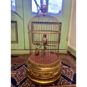 Cage With 2 Whistling Birds From The Napoleon III Period 